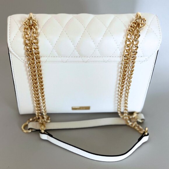 ALDO White Quilted Magnetic Flap Handbag,  Chain Strap Crossbody Bag, ALDO Bag - Picture 3 of 10